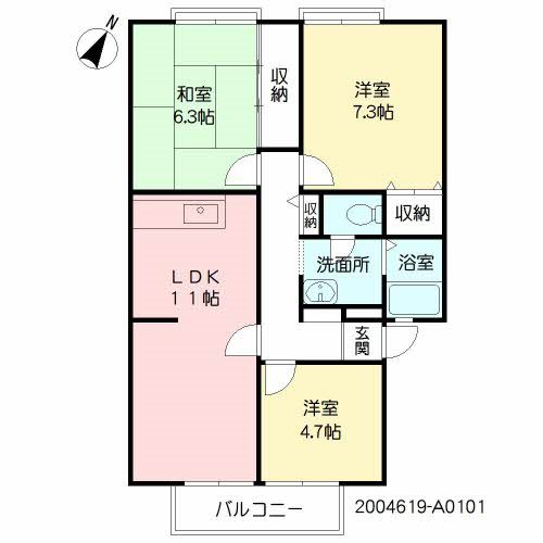 間取り サンガーデンやなが西A棟 間取り図