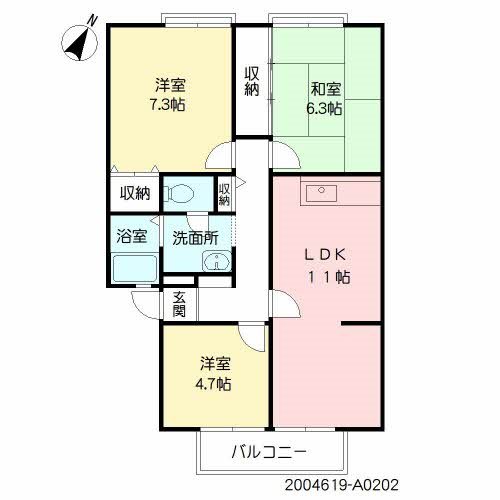 間取り サンガーデンやなが西A棟 間取り図