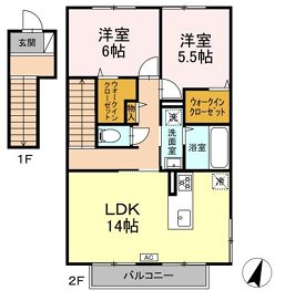 モダンコート野多目 B棟 202号室 間取り