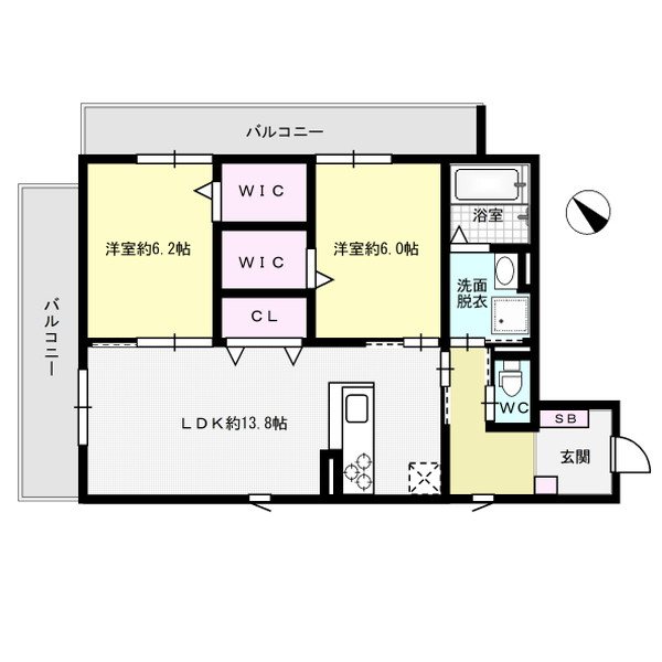 アズール伯玄 201号室 間取り