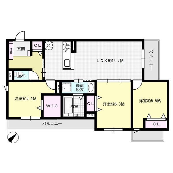 アズール伯玄 205号室 間取り