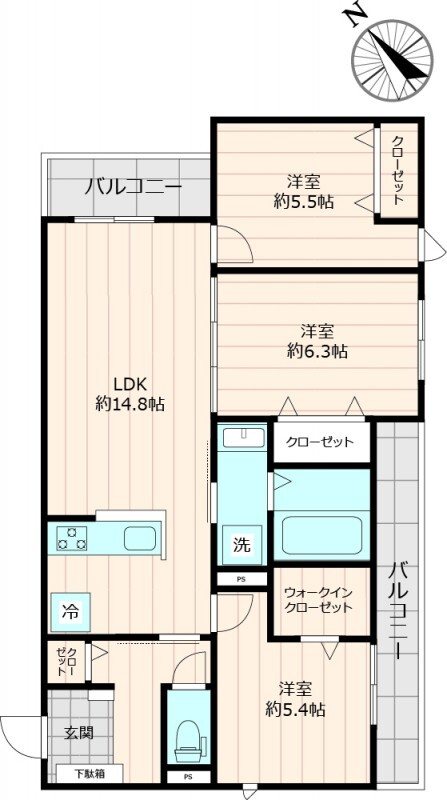 アズール伯玄 305号室 間取り