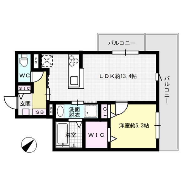 アズール伯玄 202号室 間取り