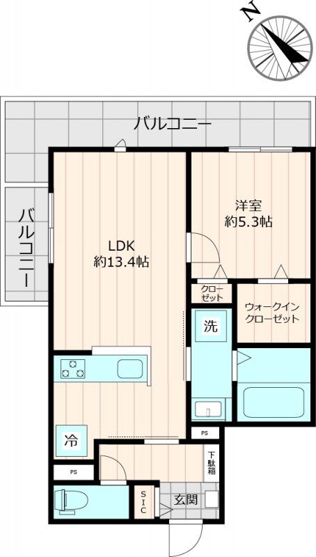 アズール伯玄 202号室 間取り