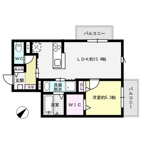 アズール伯玄 302号室 間取り