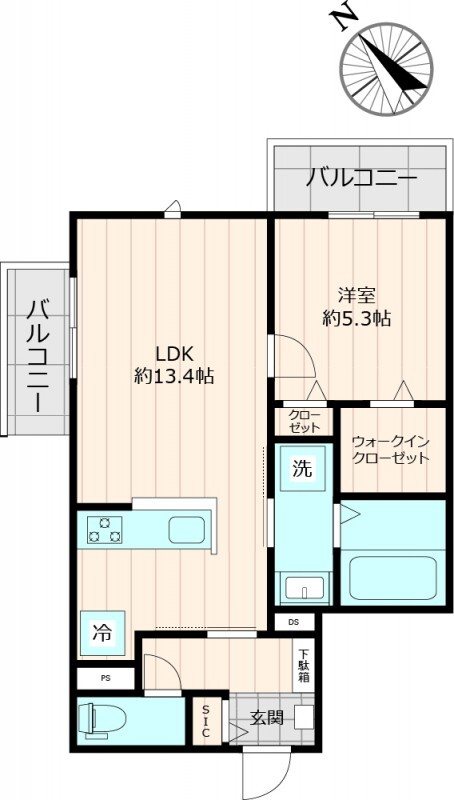 アズール伯玄 302号室 間取り