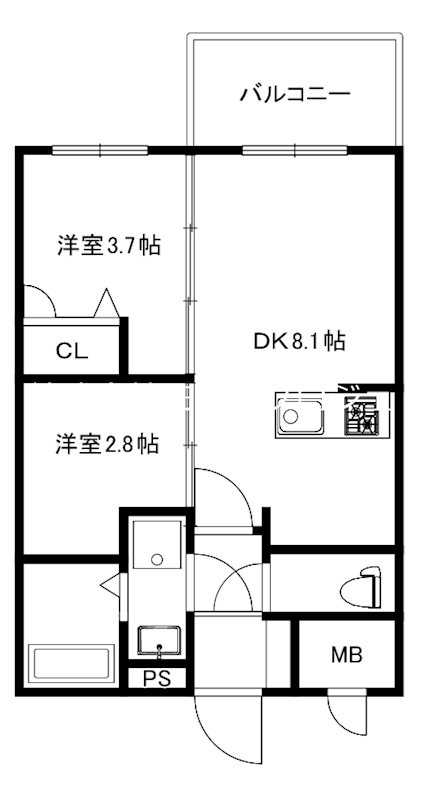 MODERN PALAZZO 平尾path 108号室 間取り