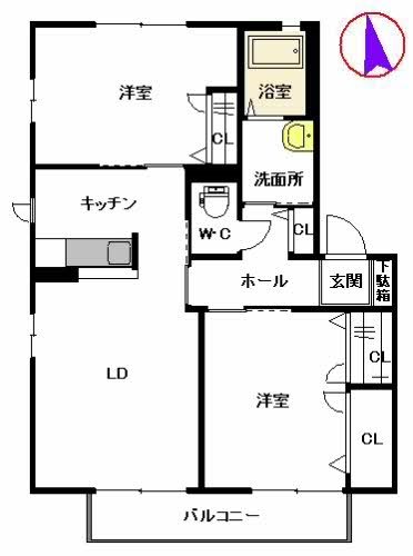 アンスリーゼ大城B棟 202号室 間取り