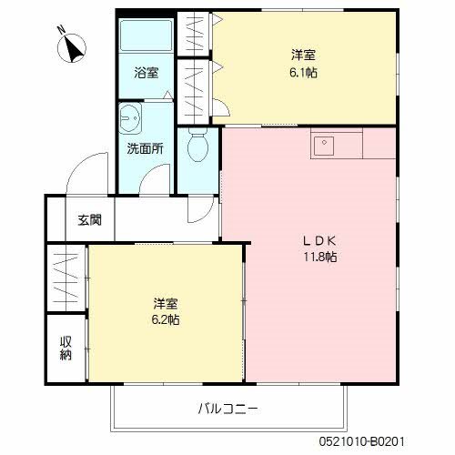メイプルシャトーB棟 201号室 間取り