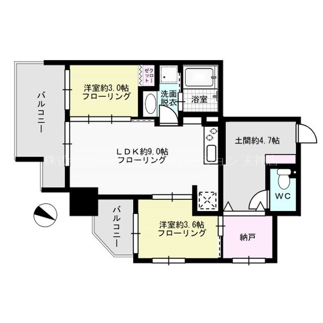 デュオフラッツ西新EAST 間取り