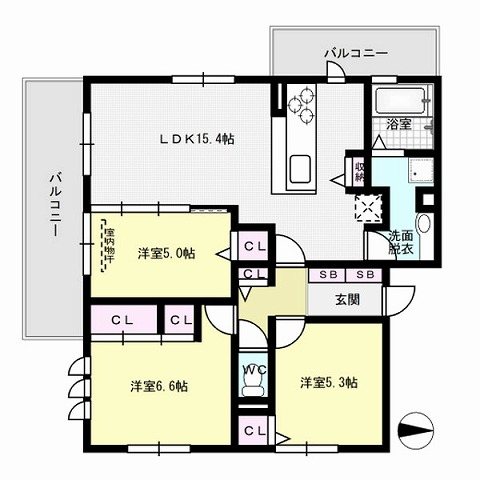D-room小田部弐番館 間取り
