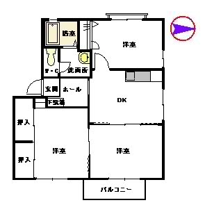 メルベーユ月の浦 B棟 201号室 間取り