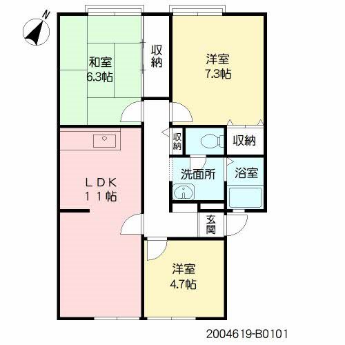 間取り サンガーデンやなが西B棟 間取り図