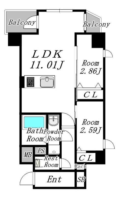 MODERN PALAZZO 西新PREMIER 間取り