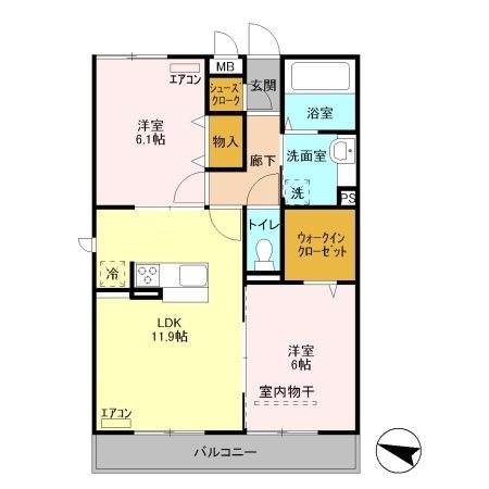 プリムヴェール　十五番館 間取り
