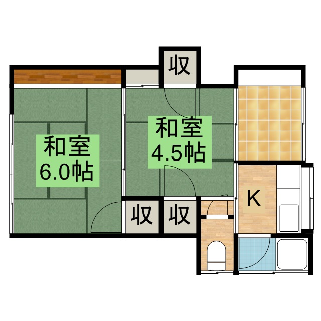 西伊場町２０－１７長屋 東号室 間取り