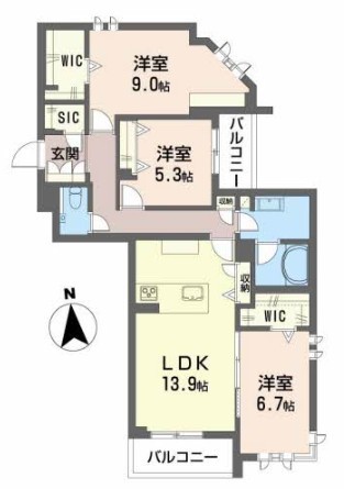 グラン東伊場 201号室 間取り