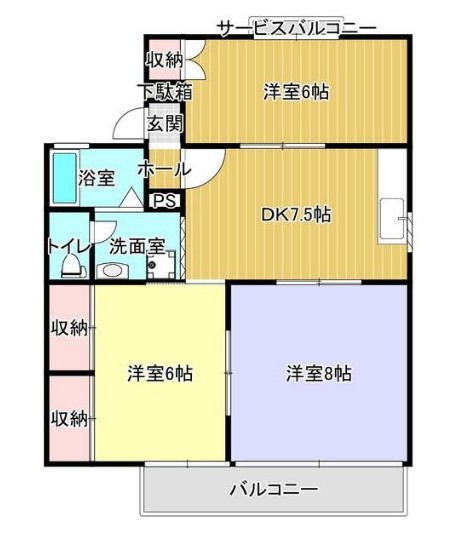 セジュールオクダＡ 201号室 間取り