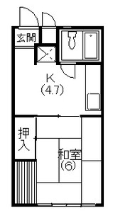 ハイツ門名 F号室 間取り
