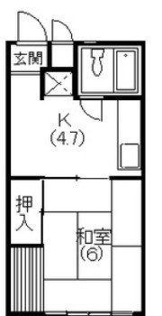 ハイツ門名 D号室 間取り