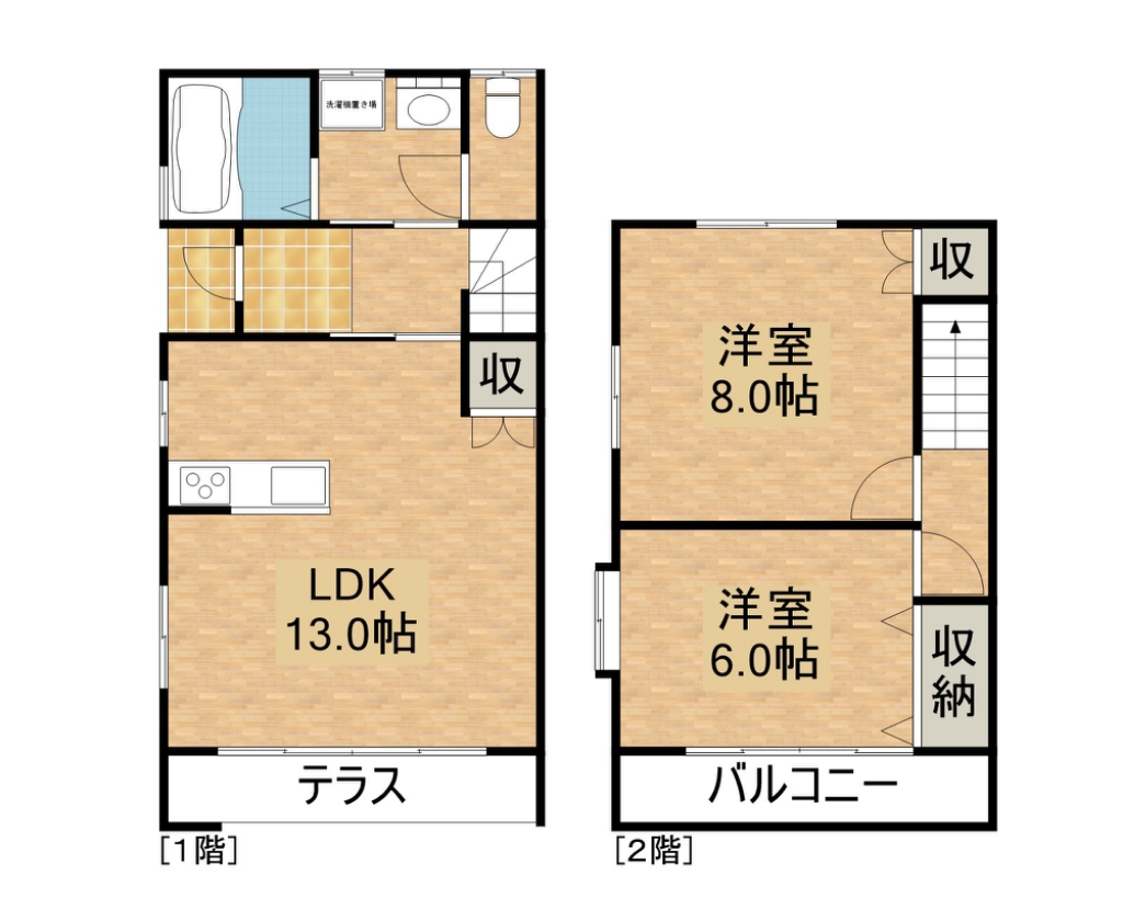 カーサ大平台ⅡＢ 2号室 間取り