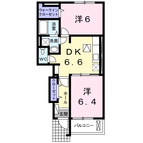 ＭＵＬＢＥＲＲＹ　ＣＯＵＲＴ 103号室 間取り