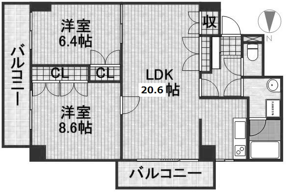 上浅田レジデンス 303号室 間取り