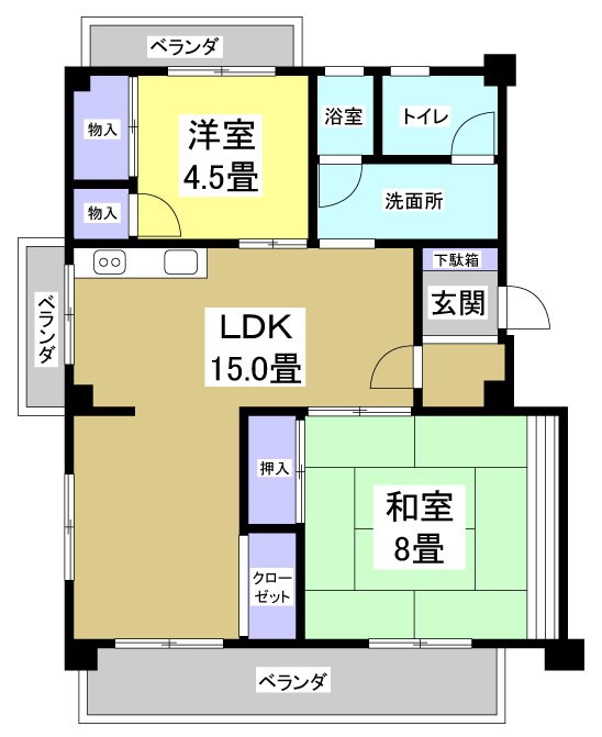 コーポ・ビークル 3B号室 間取り
