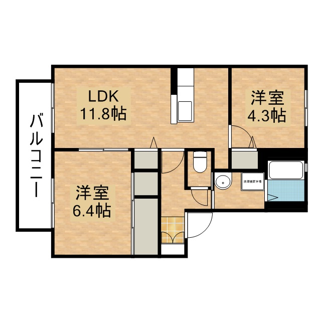 カサベルデ野崎 B203号室 間取り