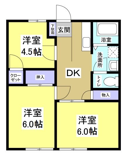 パナハイツ河合 A 102号室 間取り