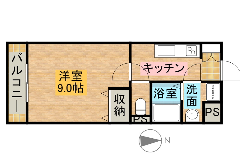 ヴィヴァーチェ若林 101号室 間取り