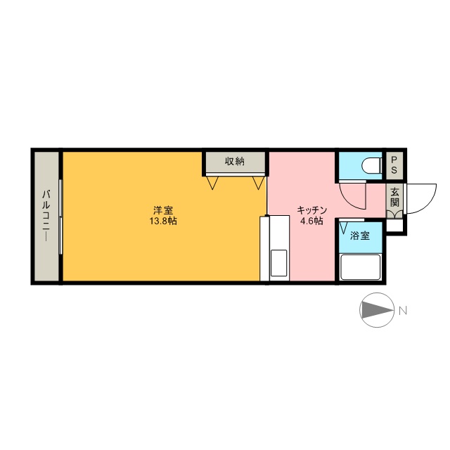 グランメール２１ 2-B号室 間取り