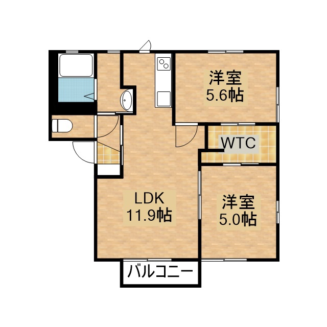 メゾン南台Ｂ 102号室 間取り