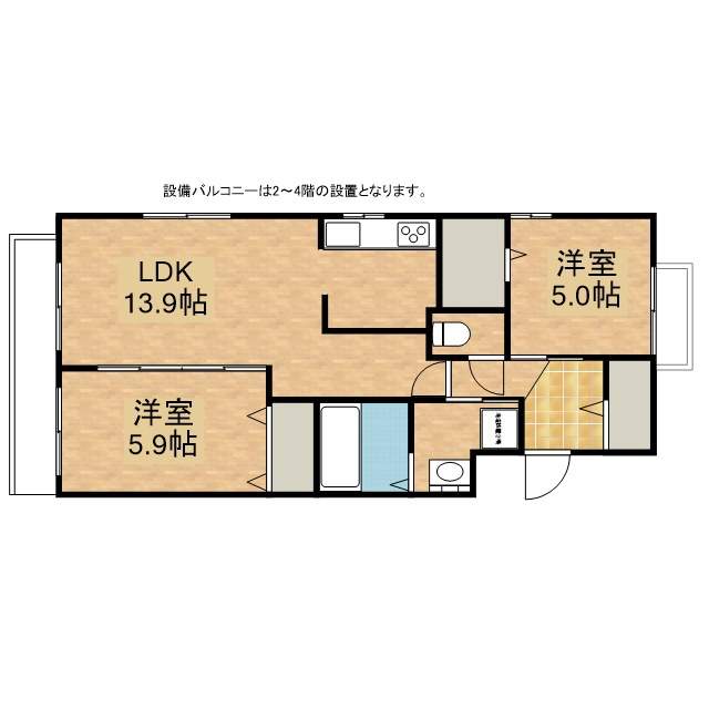 プレージョ元魚 106号室 間取り