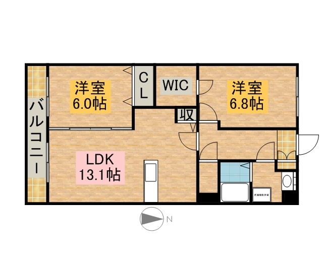 アレンダール南若林 203号室 間取り