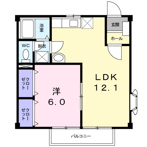 コーポパークサイド 201号室 間取り