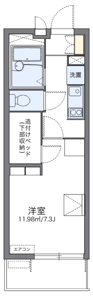レオパレスルミュールⅢ 201号室 間取り
