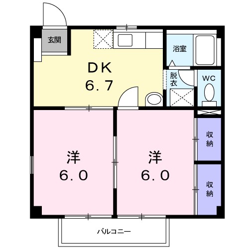 ブルーハイツＹＵＫＡ 102号室 間取り