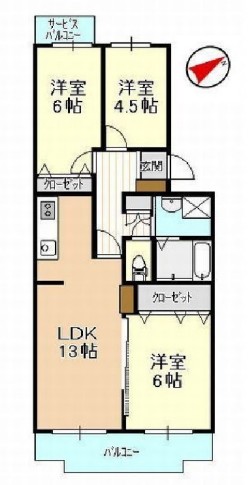 平和ハイツＧ 202号室 間取り