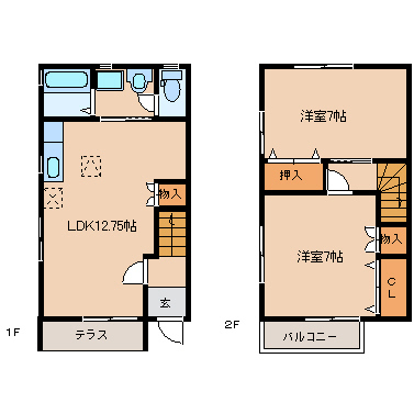 コリーヌ B号室 間取り