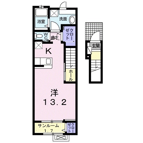エバーグリーン若林 206号室 間取り