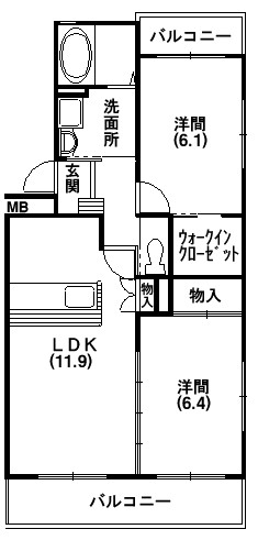 リバーハイツ山神 301号室 間取り