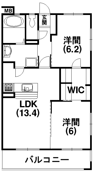 リッツ　フィールド 102号室 間取り