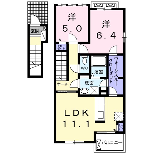 パッシー 201号室 間取り