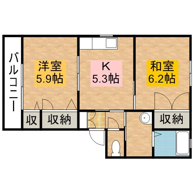 コーポワカヒガシⅠ 201号室 間取り