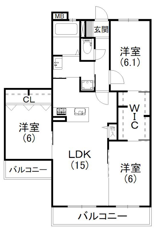 グランエミシス 203号室 間取り