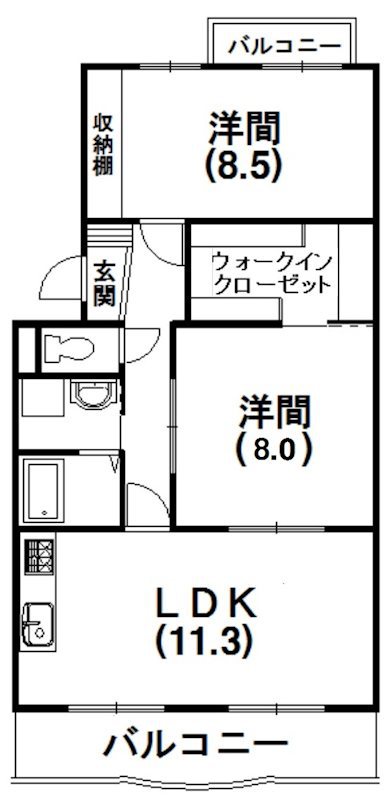 ピアンテ四ツ池 403号室 間取り