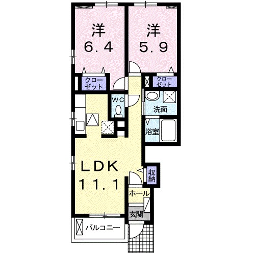 ヒルトップイイダⅣ 101号室 間取り
