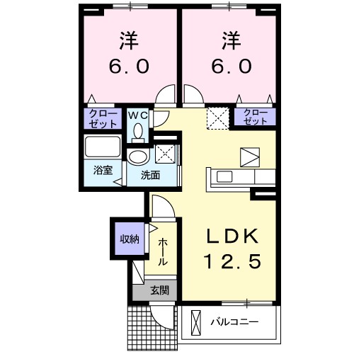 グリシーヌ 102号室 間取り