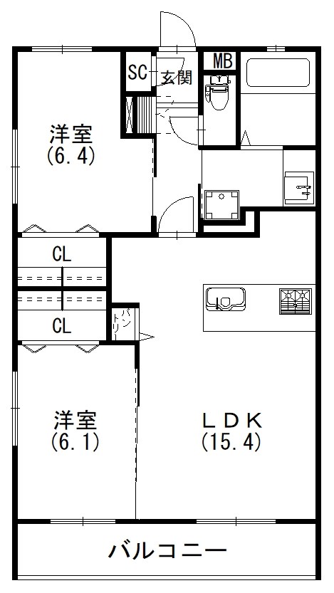 グランヴェール 103号室 間取り